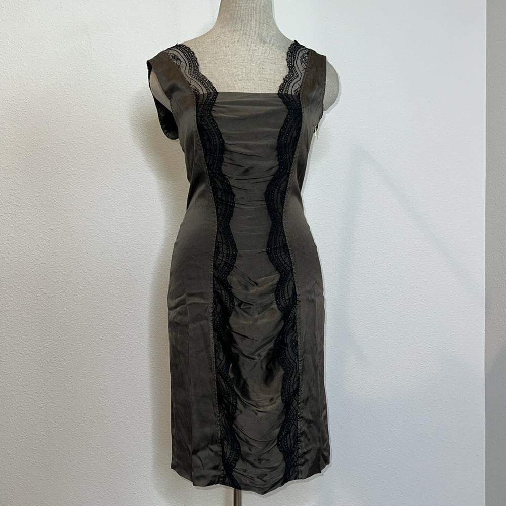 Roberto Cavalli Silk Lace Trimmed Ruched Dress